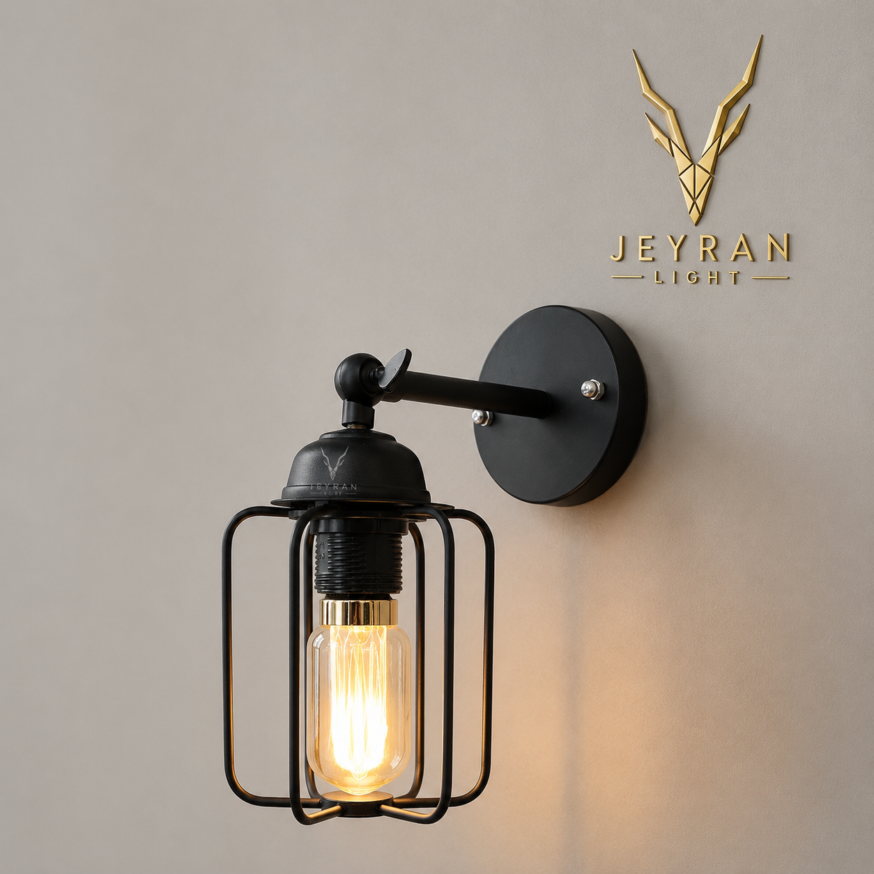 چراغ دیواری دکوراتیو مشکی مدل خیاری کوتاه
