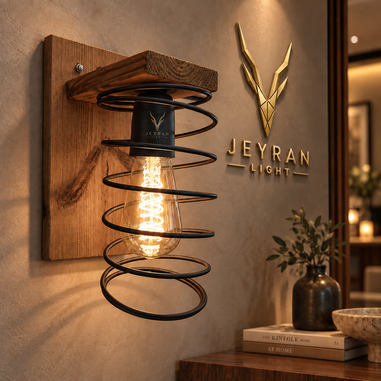 چراغ دیواری مدل چوبی فنری