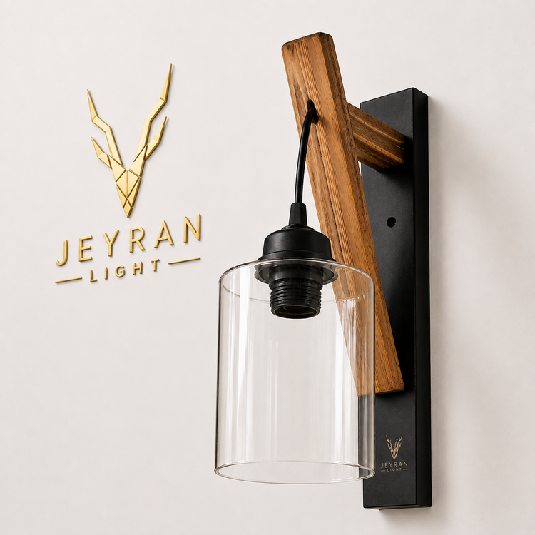چراغ دیواری مدل چوب و فلز حبابی جیران لایت