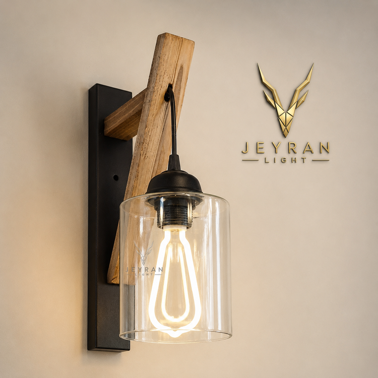 چراغ دیواری مدل چوب و فلز حبابی جیران لایت