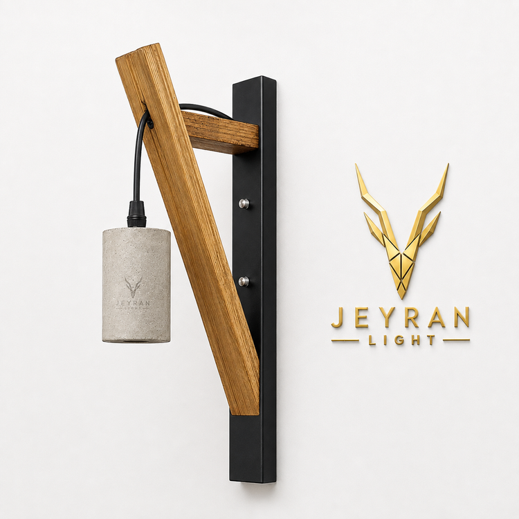 چراغ دیواری چوب و فلز با سرپیچ بتنی جیران لایت