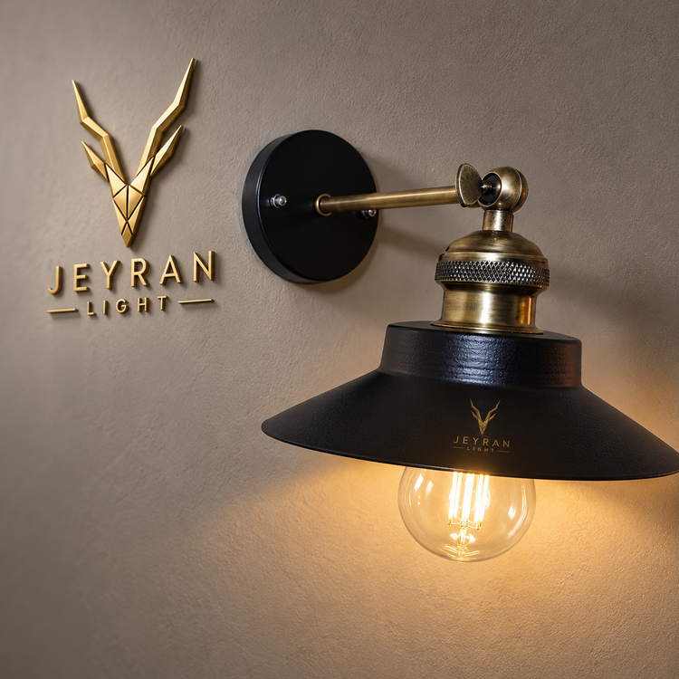 چراغ دیواری مدل تک بازو بشقابی طلایی